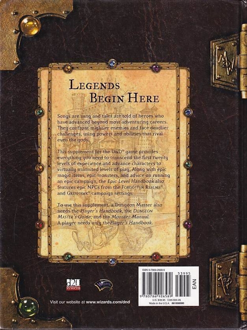 Dungeons & Dragons 3.0 - Epic Level Handbook (Genbrug)